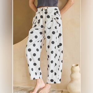 Oddi Black & White Polka Dot Barrel Pants -Size S